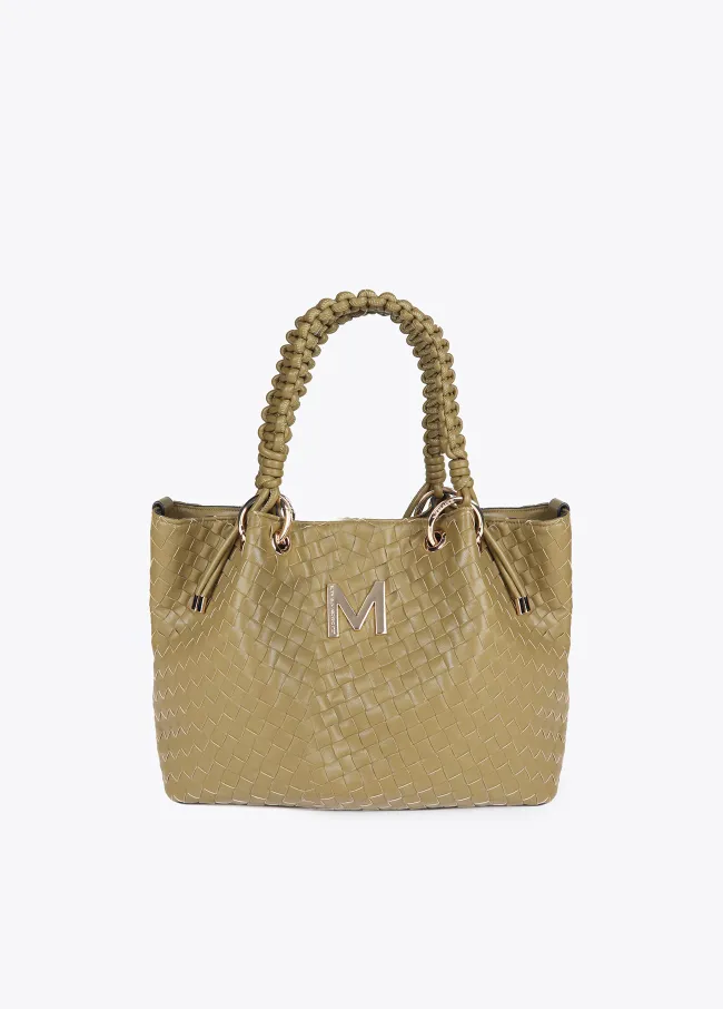 Tote bag in braided faux leather material
