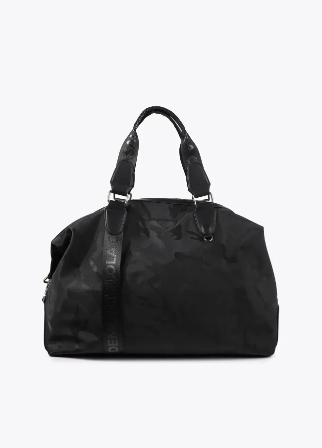 Nylon weekend bag in matching camouflage jacquard.