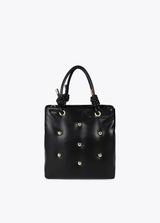 Quilted faux leather bag with round XL studs