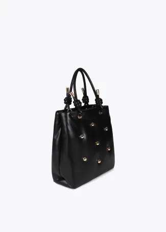 Quilted faux leather bag with round XL studs