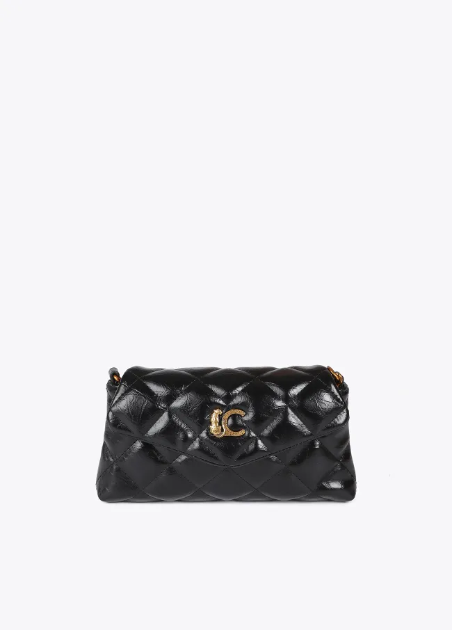 Mini quilted faux leather crossbody bag with...