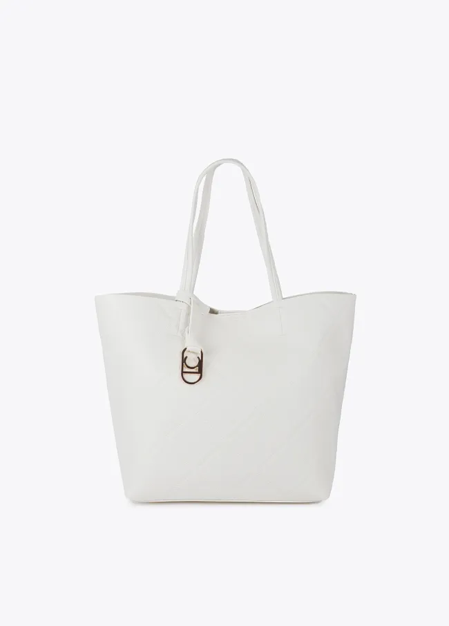 Faux leather tote bag with diamond logo...
