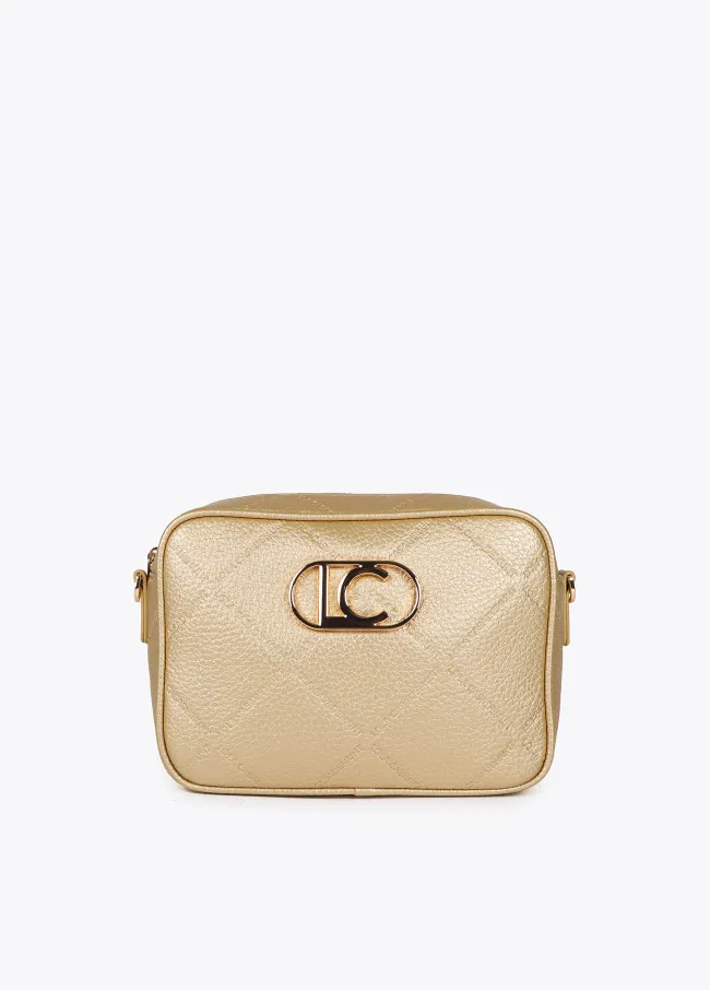 Faux leather crossbody bag with diamond design...