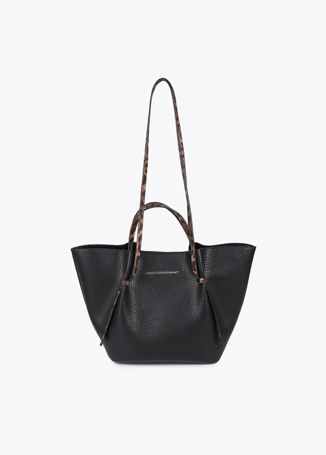 Mini tote bag with faux leather animal print...