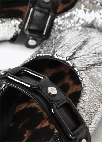 Metallic ballet flats with gathered detail