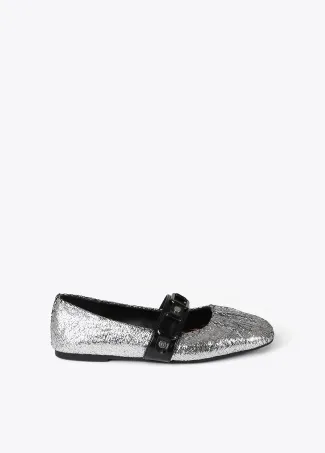 Metallic ballet flats with gathered detail