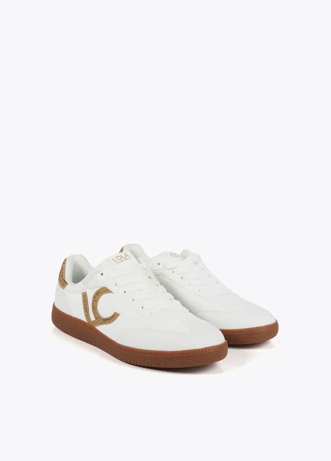 Nylon fabric trainers with rhinestone details