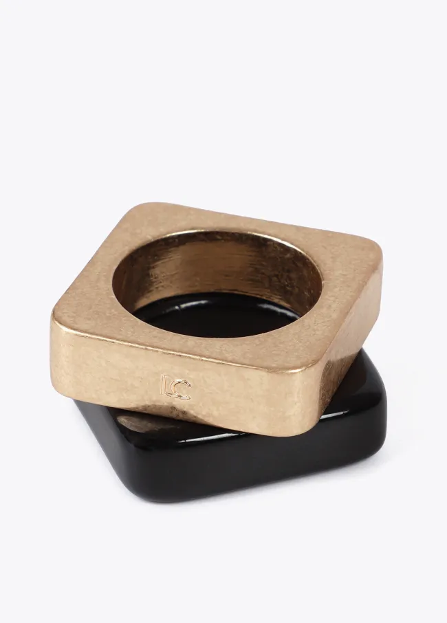 Pack anillos cuadrados bicolor