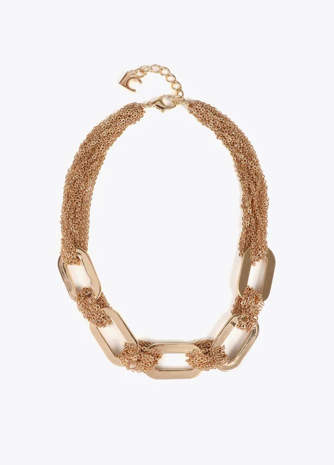Short linked multi-strand necklace