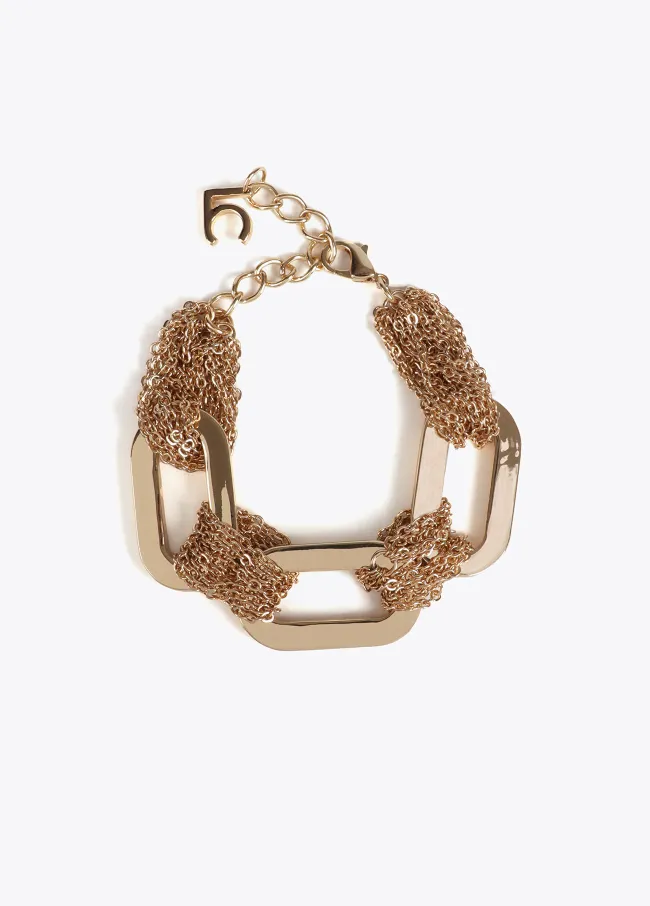 Linked multi-strand bracelet
