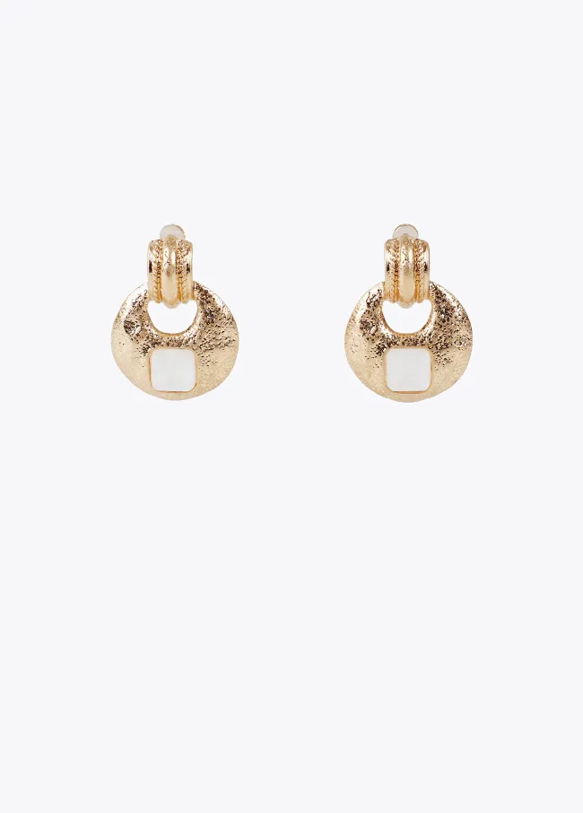 Pendientes pieza incrustada metal martelé