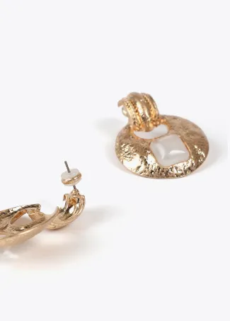 Pendientes pieza incrustada metal martelé