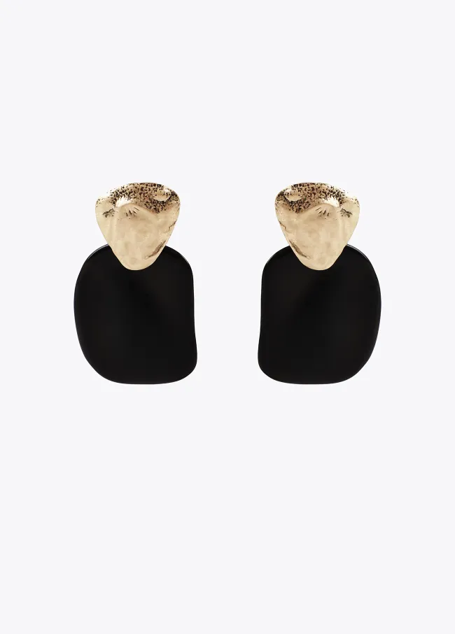 Two-piece earrings with contrast metal and acrylic