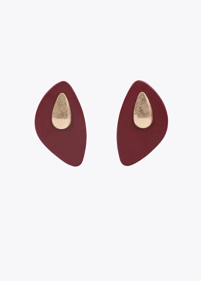 Pendientes grandes efecto piel pieza metalica