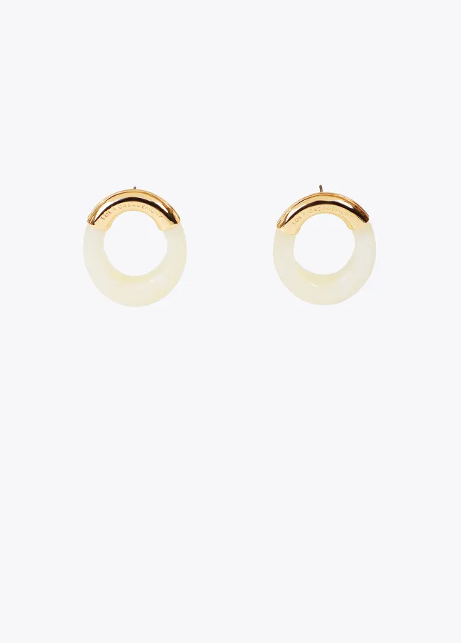 Contrast metal and acrylic oval earrings