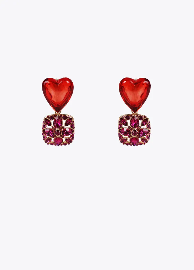 Rhinestone heart earrings