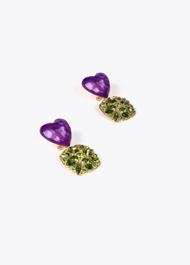 Rhinestone heart earrings