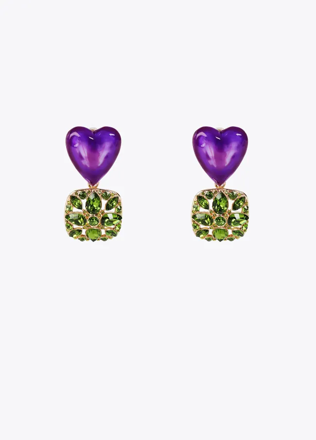 Rhinestone heart earrings