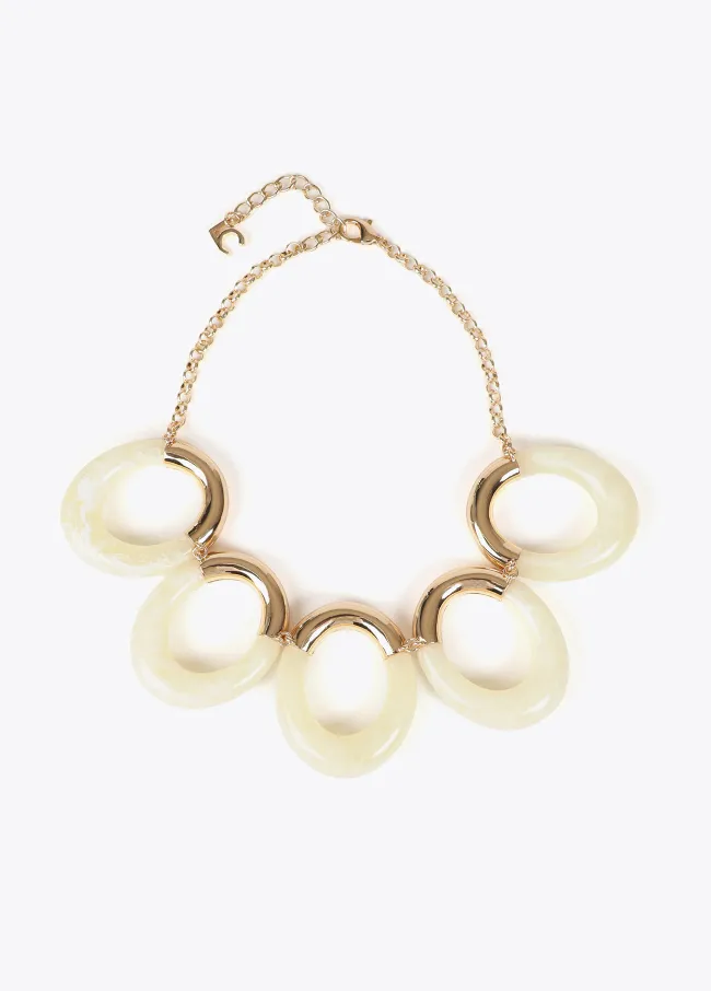 Contrast acrylic and metal oval necklace