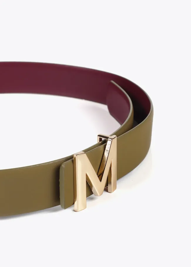 Reversible belt with M buckle