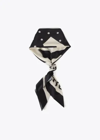 Polka dot print scarf with large M