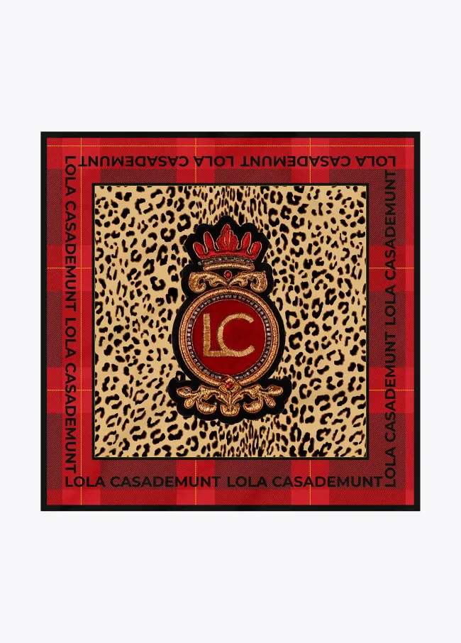 Tartan and animal print scarf