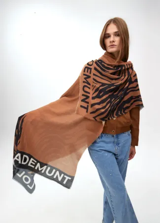 Plain and zebra print scarf