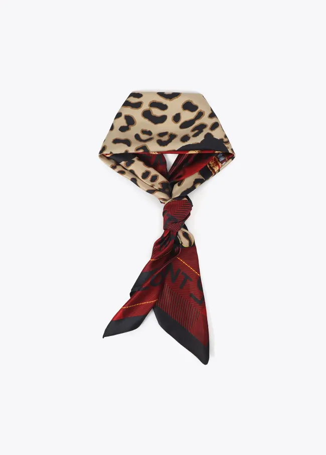 Tartan and animal print scarf