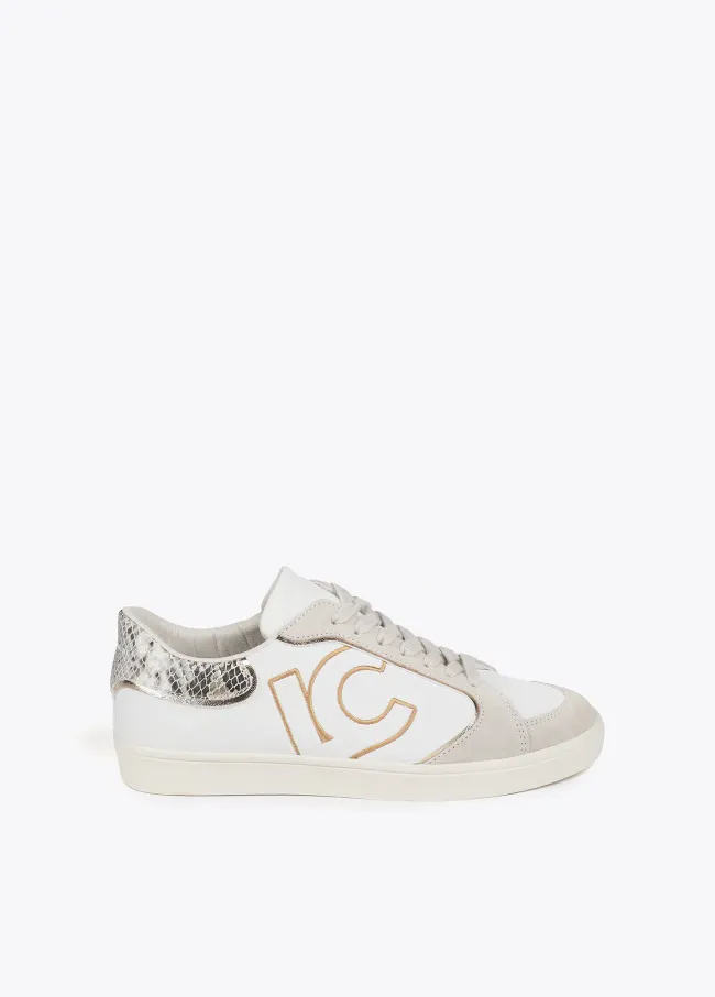 Trainers with snakeskin effect and leather details