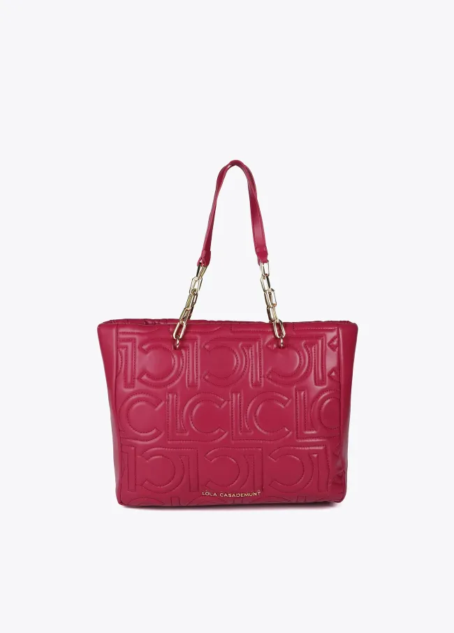 Shopper acolchado logotipado en efecto piel con...