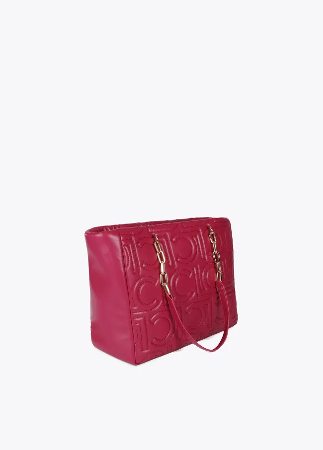 Shopper acolchado logotipado en efecto piel con...