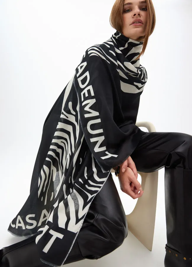 Plain and zebra print scarf