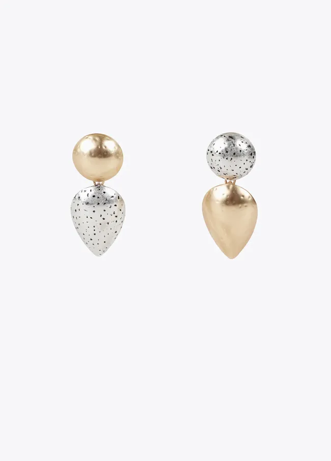 Contrast two-tone teardrop earrings