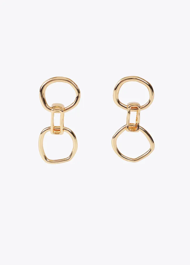 Rounded double chain link earrings