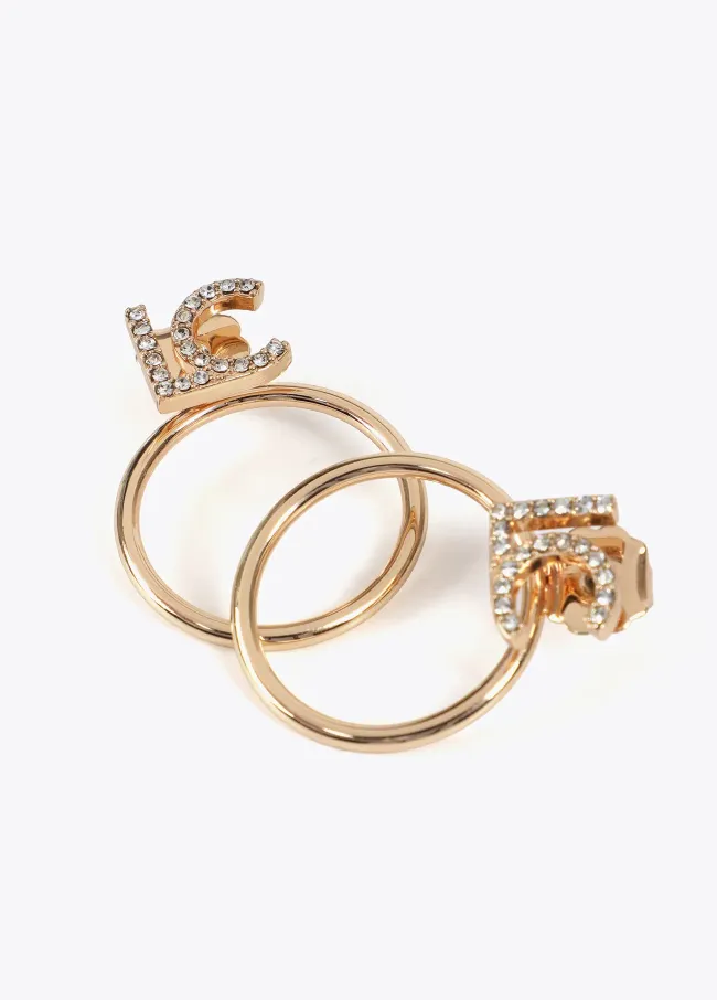 Hoop earrings with front rhinestone LC