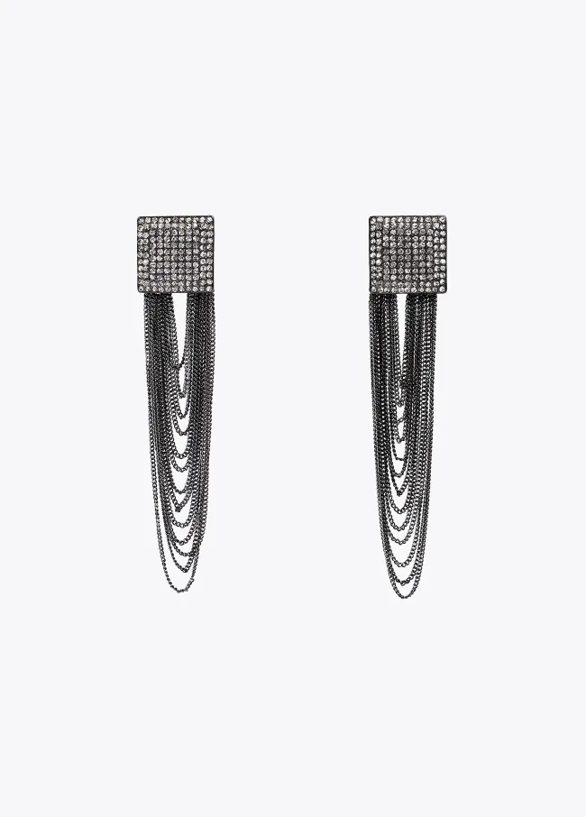 Square rhinestone earrings with crystals and...