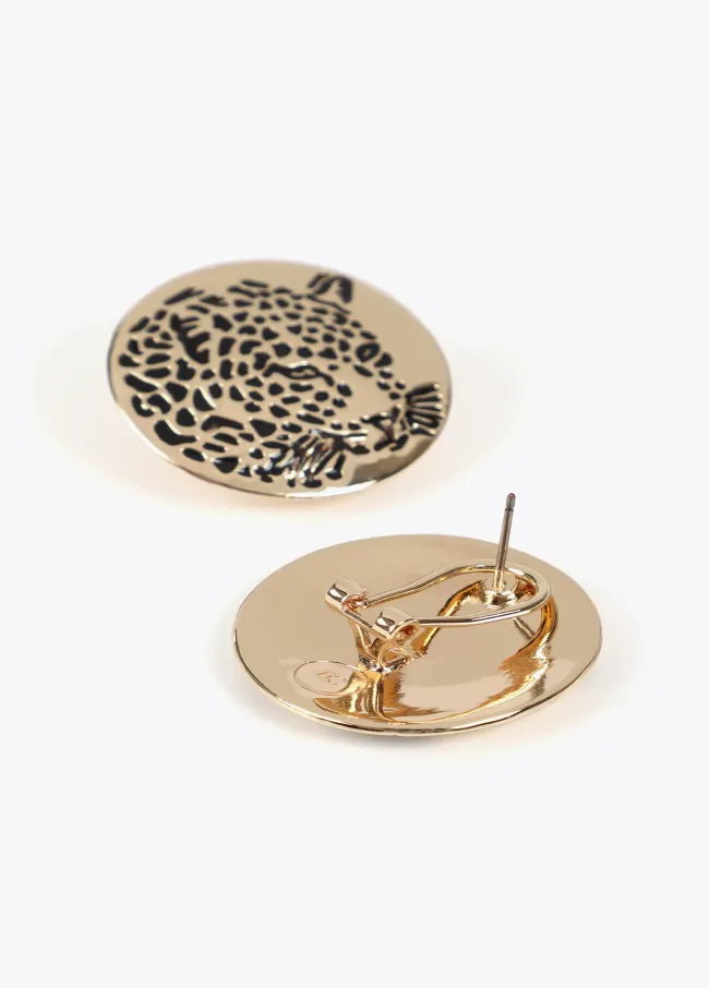 Pendientes boton cara tigre joya