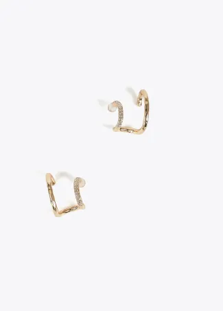 Contrast piercing effect rhinestone earrings