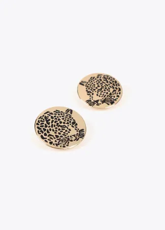 Pendientes boton cara tigre joya