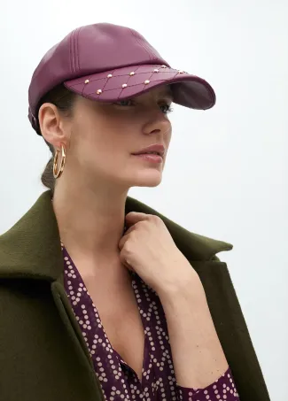 Leather-effect cap with stud detail