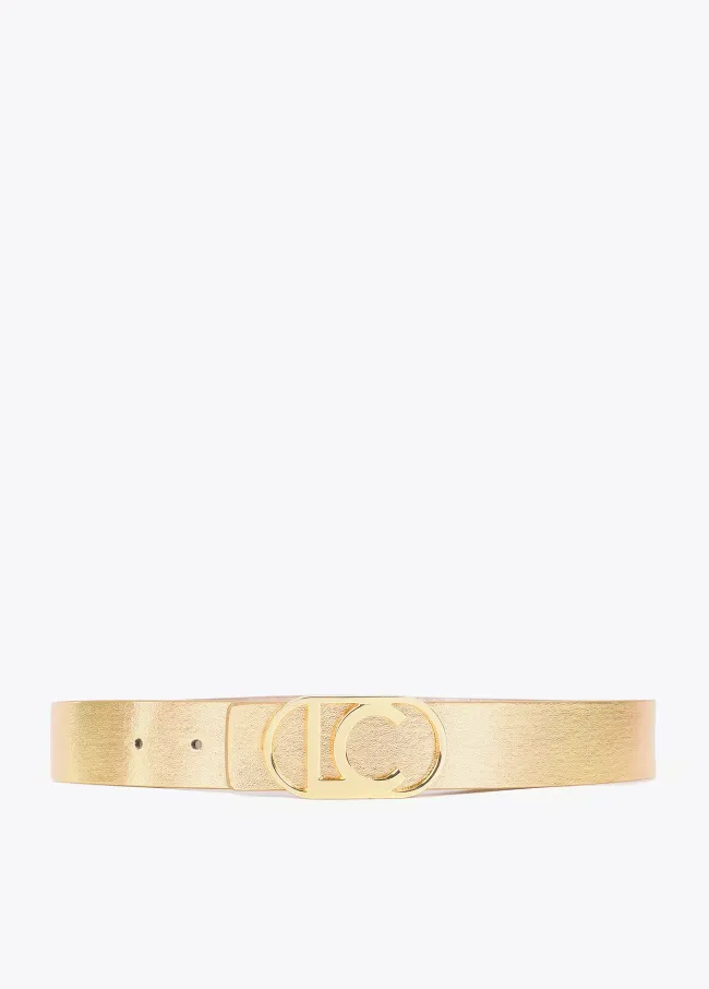 Reversible metal belt with oval buckle