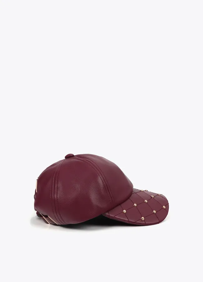 Leather-effect cap with stud detail
