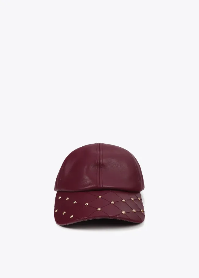 Leather-effect cap with stud detail