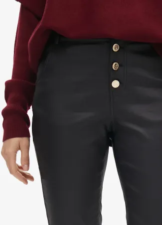 Waxed flared trousers