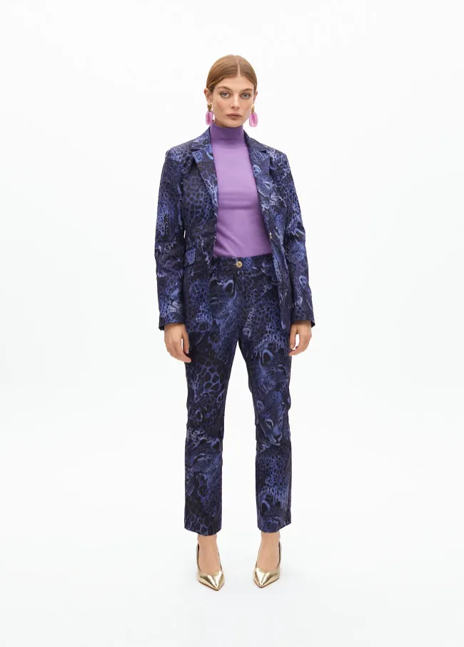 Animal print suit trousers