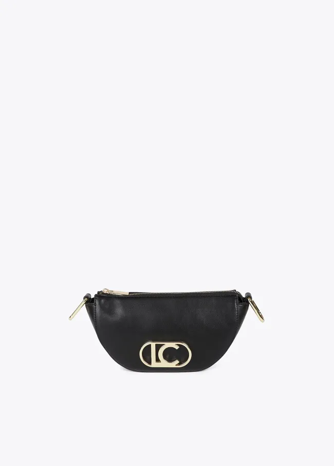 Small half-moon crossbody bag with oval logo