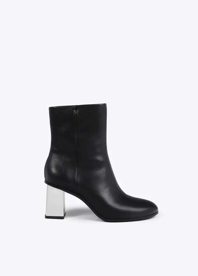 Heeled metallic-effect ankle boots