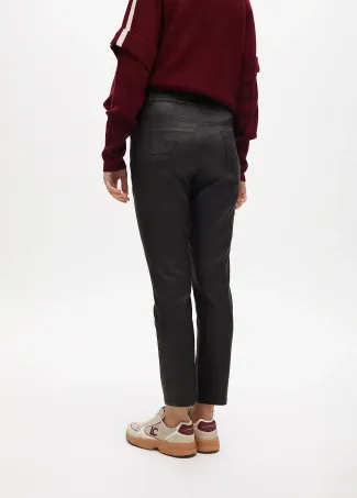 Waxed flared trousers