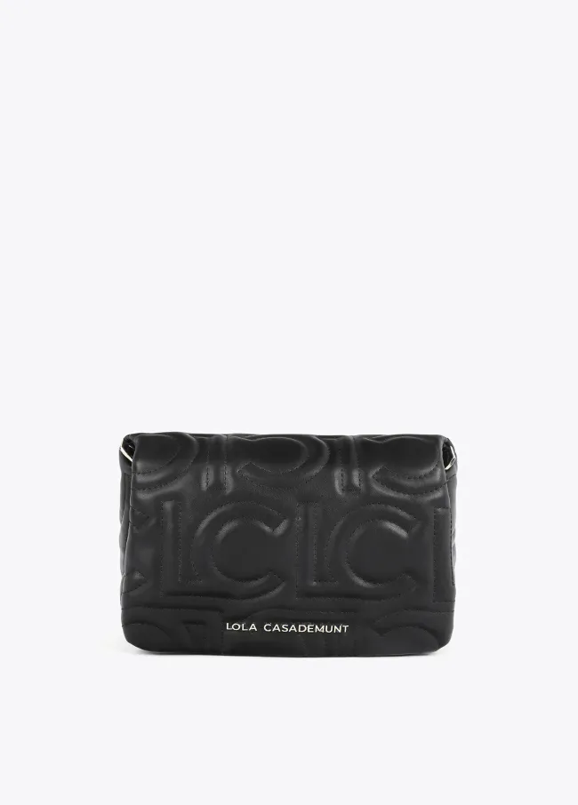 Quilted faux leather logo crossbody bag with...
