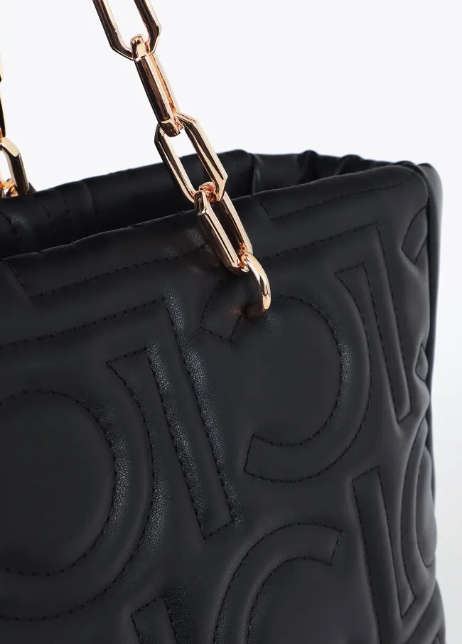 Shopper acolchado logotipado en efecto piel con...